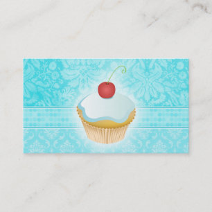 Azul do damasco do cupcake do cartão de visita da