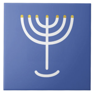 Azul Dourado branco Menorah