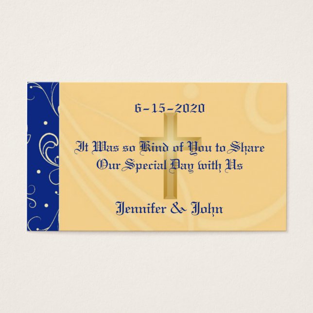 Azul, Dourado, Cruz Cristã, Favor do Casamento tem (Frente)