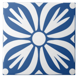 Azul e branco abstrato floral geométrico