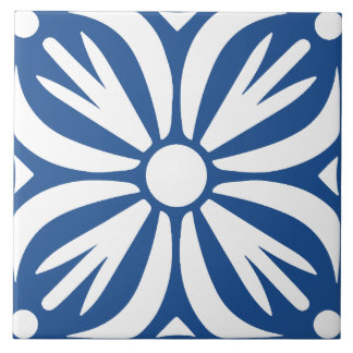 Azul e branco abstrato floral geométrico 