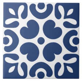 Azul e branco abstrato floral geométrico