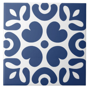 Azul e branco abstrato floral geométrico
