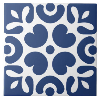 Azul e branco abstrato floral geométrico 