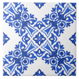 Azul e Branco com Padrão Mediterrâneo