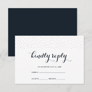 Azul e Branco Elegante com RSVP de Pontos Delicado