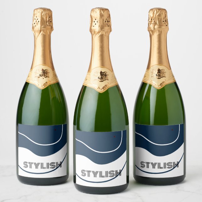 Azul e branco elegante e moderno (Garrafas)