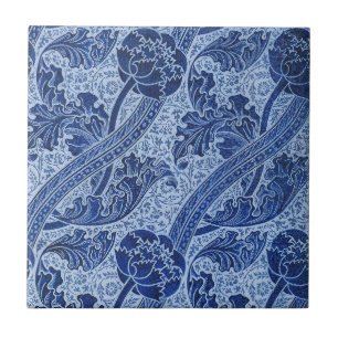 Azul e Branco Estilo Floral William Morris
