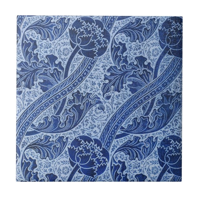 Azul e Branco Estilo Floral William Morris (Frente)
