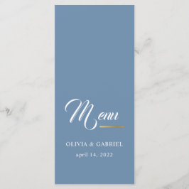 Azul e branco. Menu de janto de casamento Simples