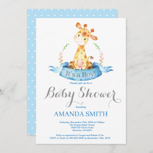 Azul e cinzas do convite do chá de fraldas do