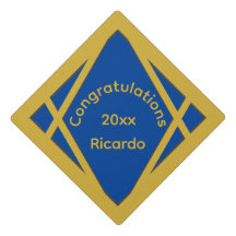 Azul e Dourado Parabéns Nome Ano