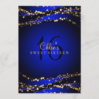 Azul e Dourado Stardust Sweet 16 Convite