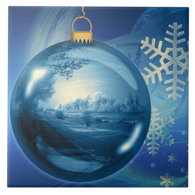 Azul e ornamento do floco de neve do White (Frente)