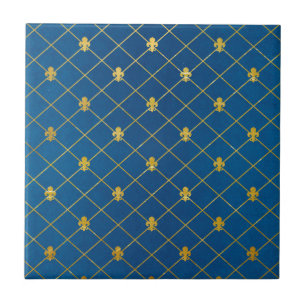 Azul e ouro. Flor de lis.