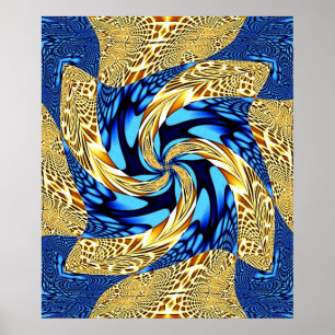 Azul e poster Dourado do redemoinho