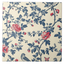 Azul e Red Toile de Jouy floral