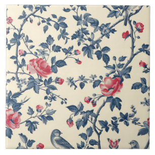 Azul e Red Toile de Jouy floral