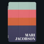 Azul e Stripes Vermelhas com Marinho Negrito Perso<br><div class="desc">Capa de ipad Personalizada Chic Marinho Azul e Vermelho  Negrito</div>