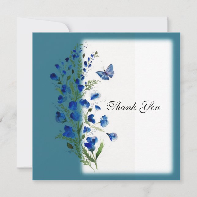 Azul elegante com flores (Frente)