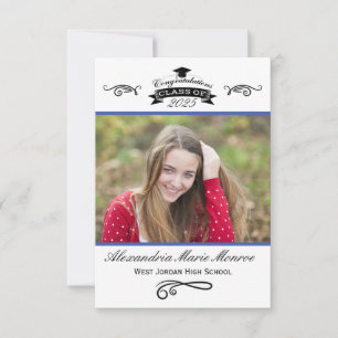 Azul Elegante - Convite de Formatura 3x5