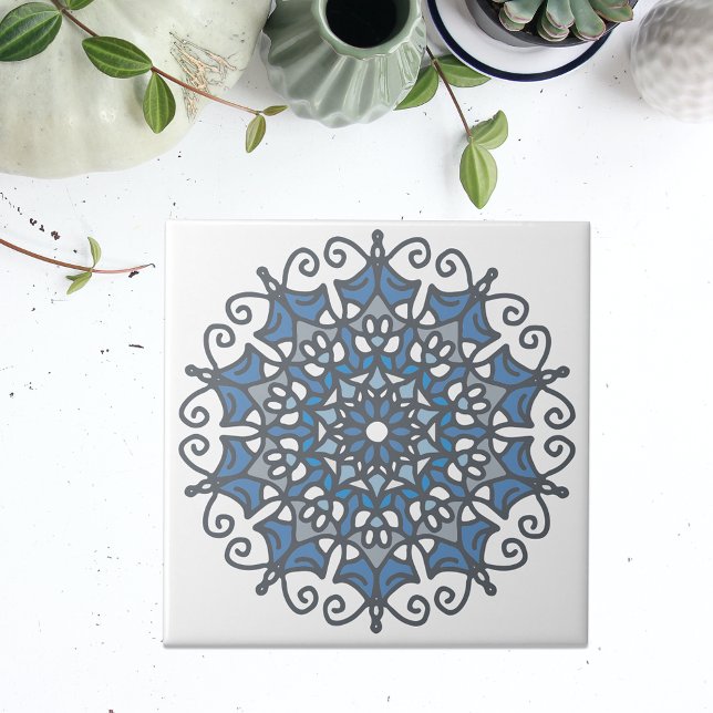 Azul Elegante De Aço Claro Mandala Em Branco (Criador carregado)