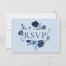 Azul Empoeirado Floral Código QR Casamento RSVP
