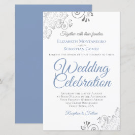 Azul empoeirado no Convite de casamento do orçamen