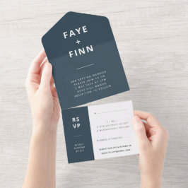 Azul Escandinavo Dusky | RSVP de Casamento Minimal