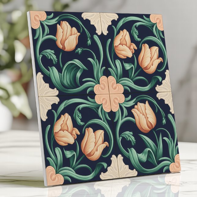 Azul Escuro e Artes e Ofícios Pêssego Tulipa (Criador carregado)