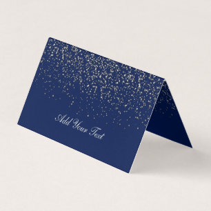 Azul escuro e Confetti prateado   Cartões