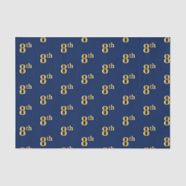 Azul, Faux Dourado 8.º (Oitavo) Papel Tecido de Ev (Frente )