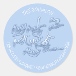 Azul Feliz Natal Da Etiqueta De Endereço RSVP De N