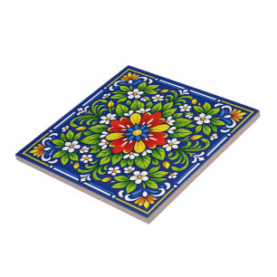 Azul Flor Grande— Azulejo Mediterrâneo