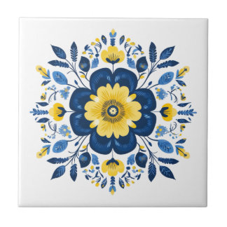 Azul Floral & Amarelo