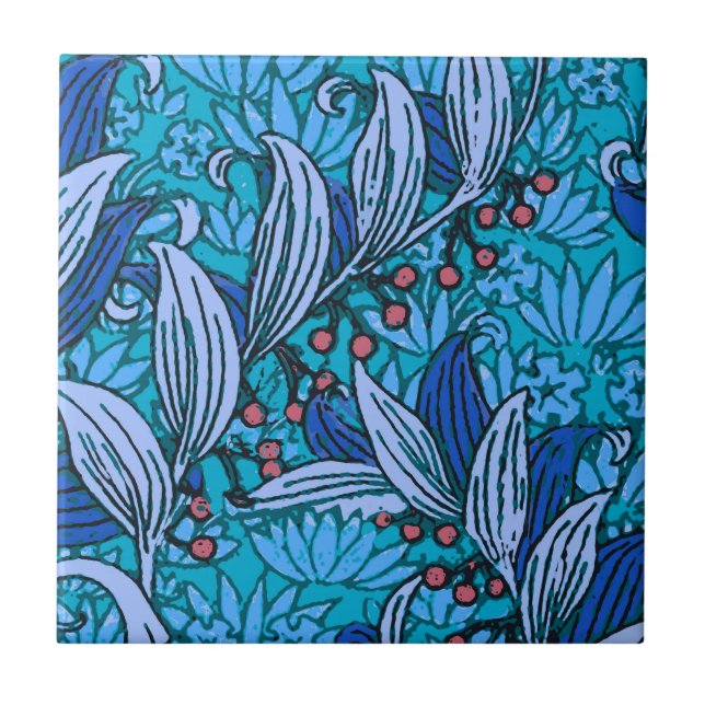 Azul Floral Antiquado Boho Moderno (Frente)