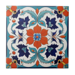 Azul Floral Clássico Turco Iznik Tradicional