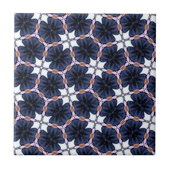 Azul Floral da Meia-Noite (Frente)