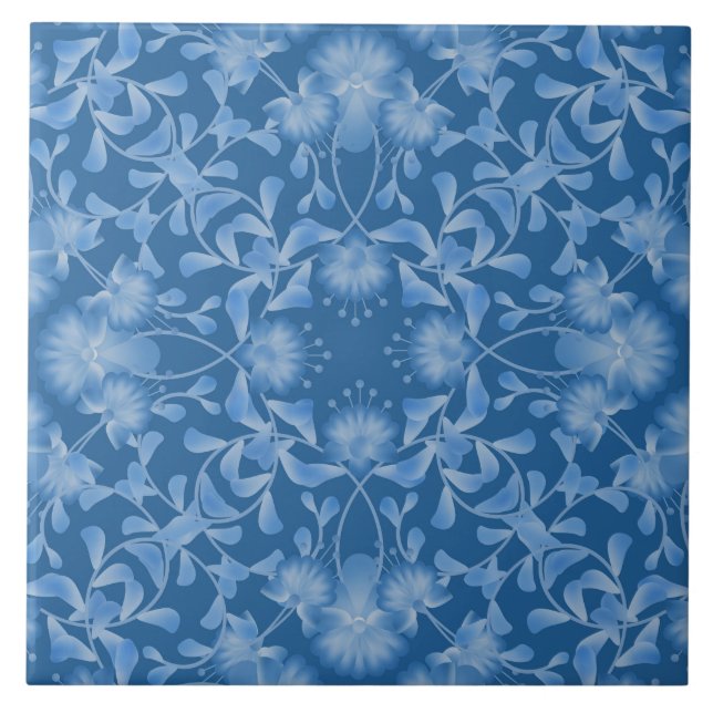 Azul, floral, ornamento, folga (Frente)