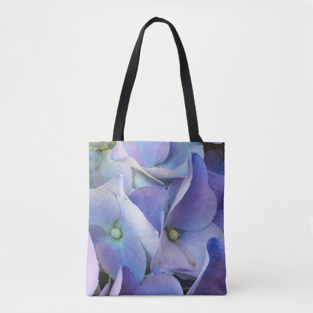 Azul Floral Periwinklo Hydrangea Flowers Bolsa (Frente)
