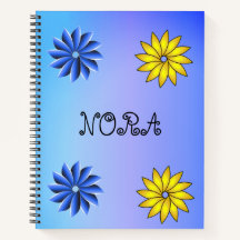 Azul Floral & Personalizado Amarelo