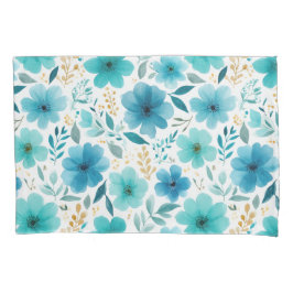 Azul Flores de Mola Vazio Borrente Aquarela Botâni