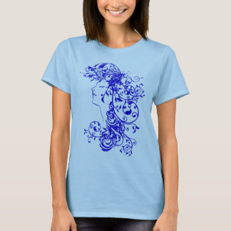 Azul Flourishing da camisa da beleza do KRW