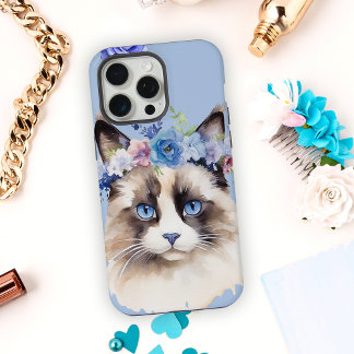Azul Gato Persa Floral