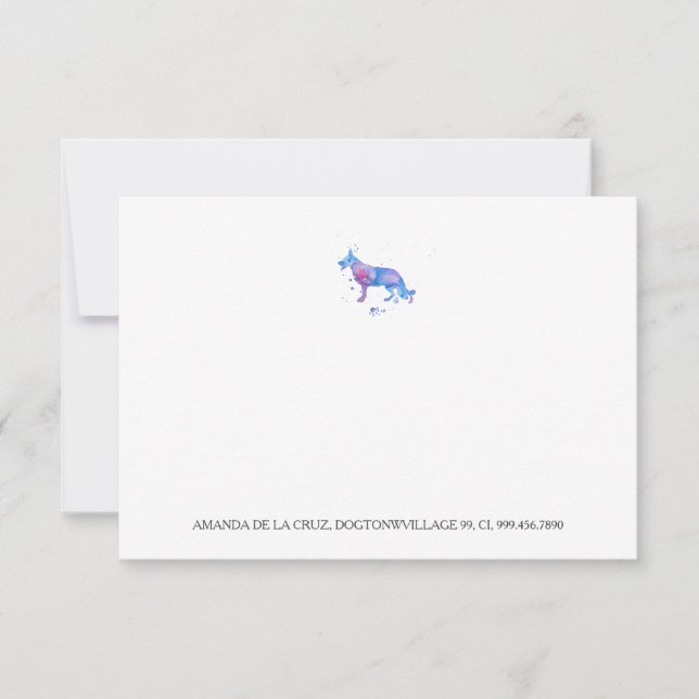 Azul German shepherd Púrpura Aquarela Illu (Frente)