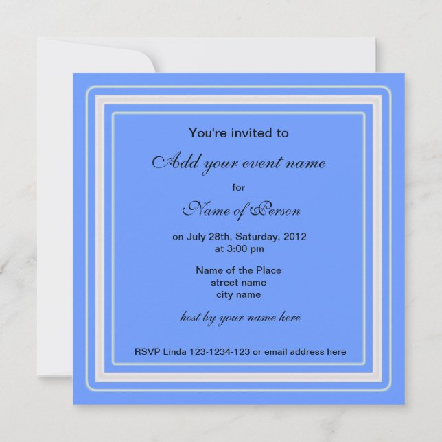 azul irai flores convite de festas (Frente)