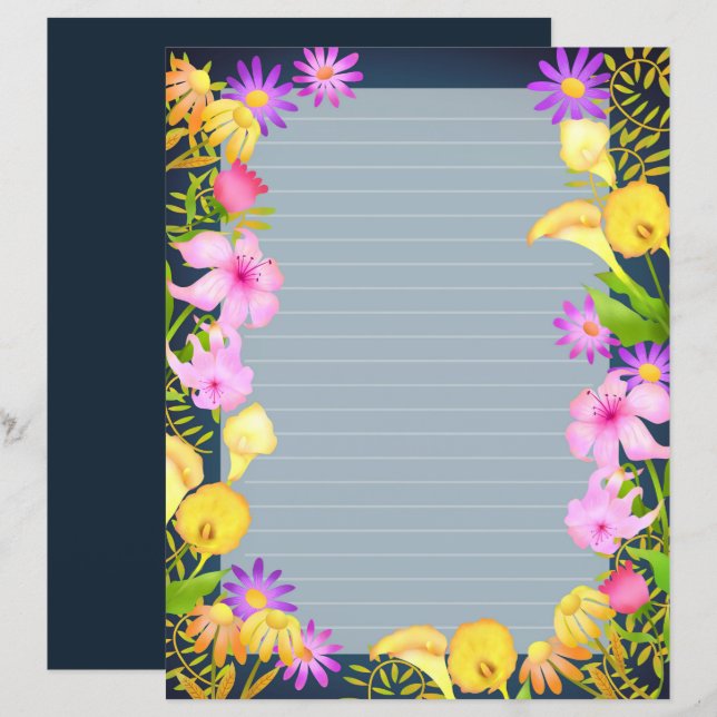 Azul-Jardim Floral (Frente/Verso)