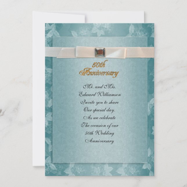 Azul-lacrimejo formal do convite de festas de 50 a (Frente)