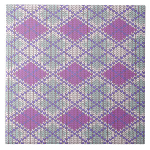 AZUL-LILÁS ARGYLE TRICOTADO Azulejo Cerâmico 6x6