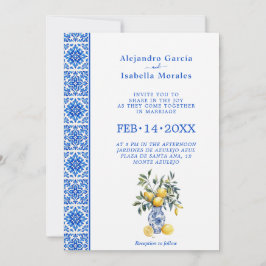 💙🍋Azul & Limone Romance – Convite Clássico